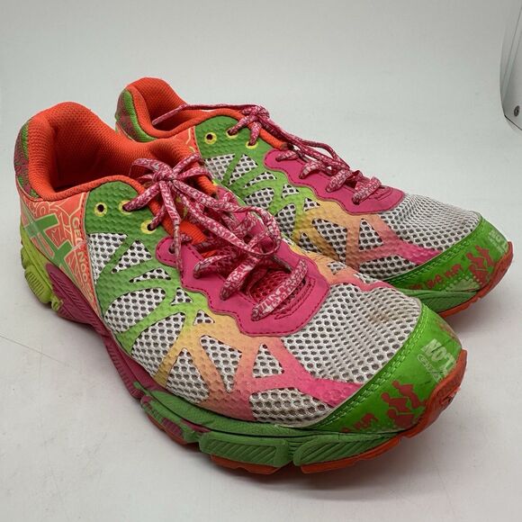 Asics Gel Noosa Tri 9 Triathlon C401N Pink Orange Lime Running Womens Size 7 - Picture 7 of 12